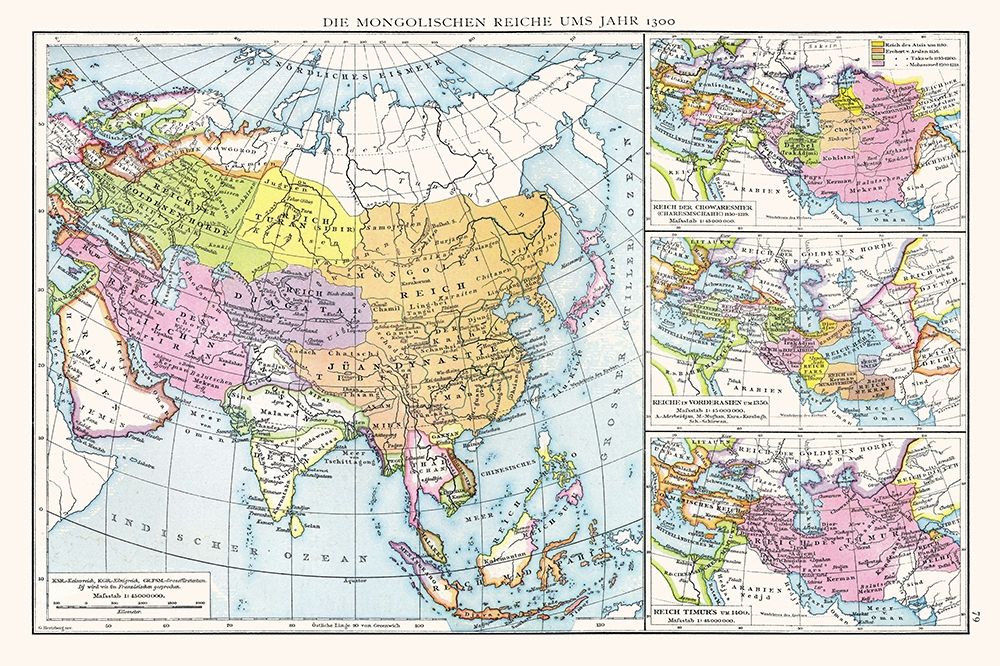 Mongol Empires 1300 Asia - Droysen 1886 art print by Droysen for $57.95 CAD