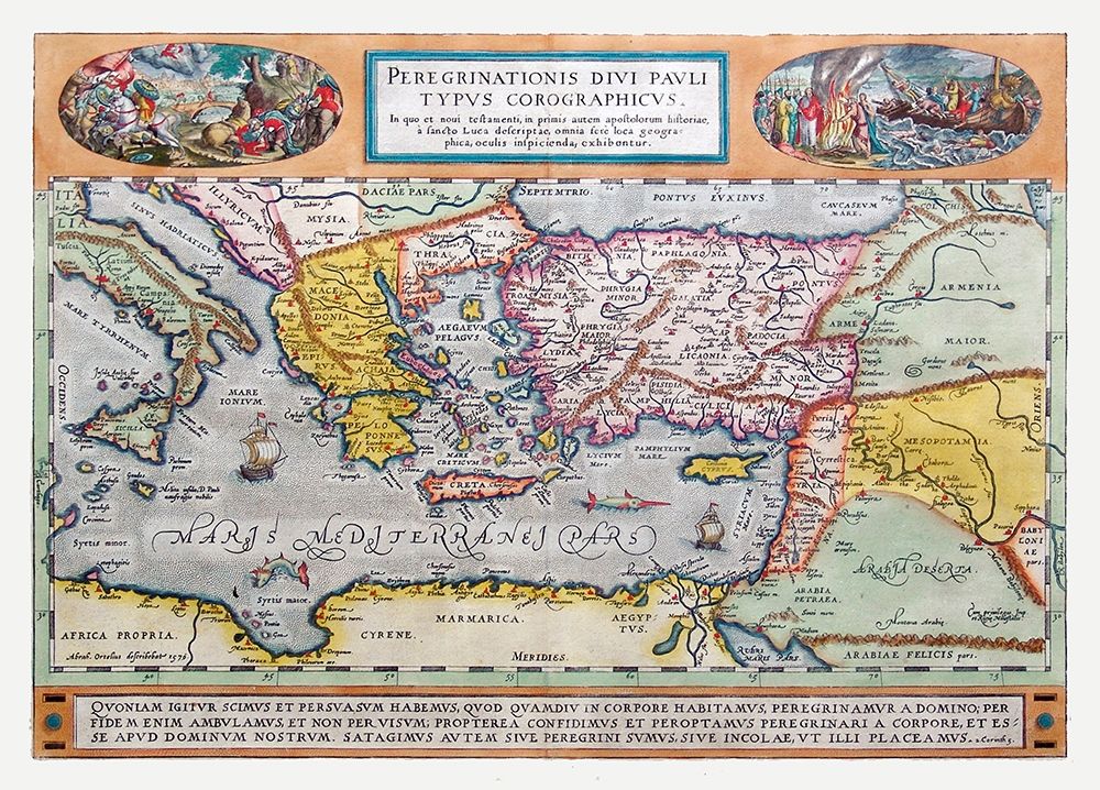 Journeys of Paul Middle East - Ortelius 1570 art print by Ortelius for $57.95 CAD