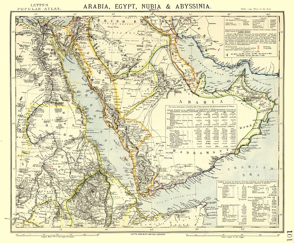 Middle East Egypt Arabia Nubia Abyssinia art print by Letts for $57.95 CAD