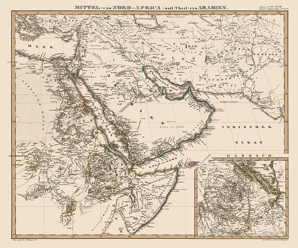 Middle East North Africa Arabia - Stieler 1848 art print by Stieler for $57.95 CAD
