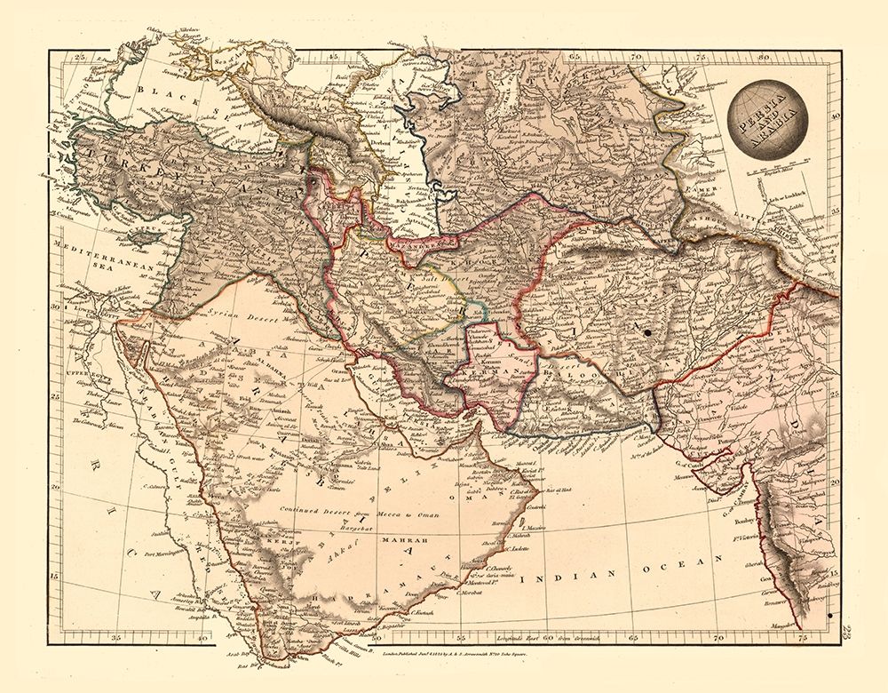 Middle East Persia Arabia - Arrowsmith 1825 art print by Arrowsmith for $57.95 CAD