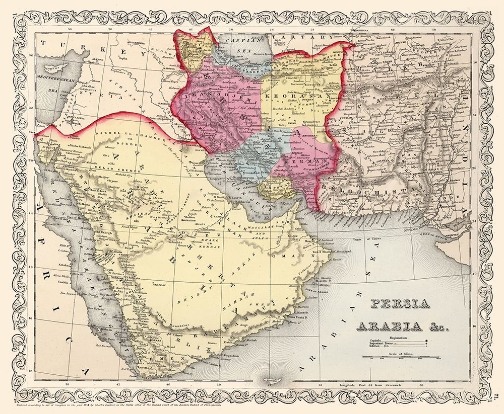 Middle East Persia Arabia - Mitchell 1857 art print by Mitchell for $57.95 CAD