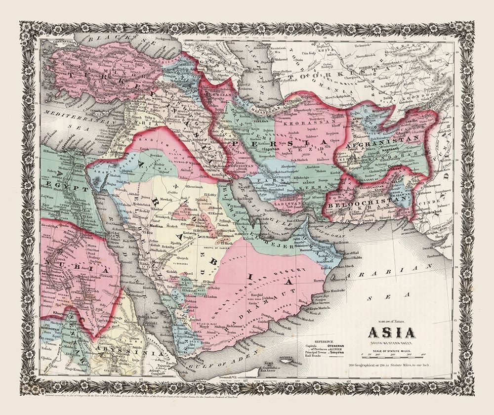 Middle East Persia Arabia - Colton 1858 art print by Colton for $57.95 CAD