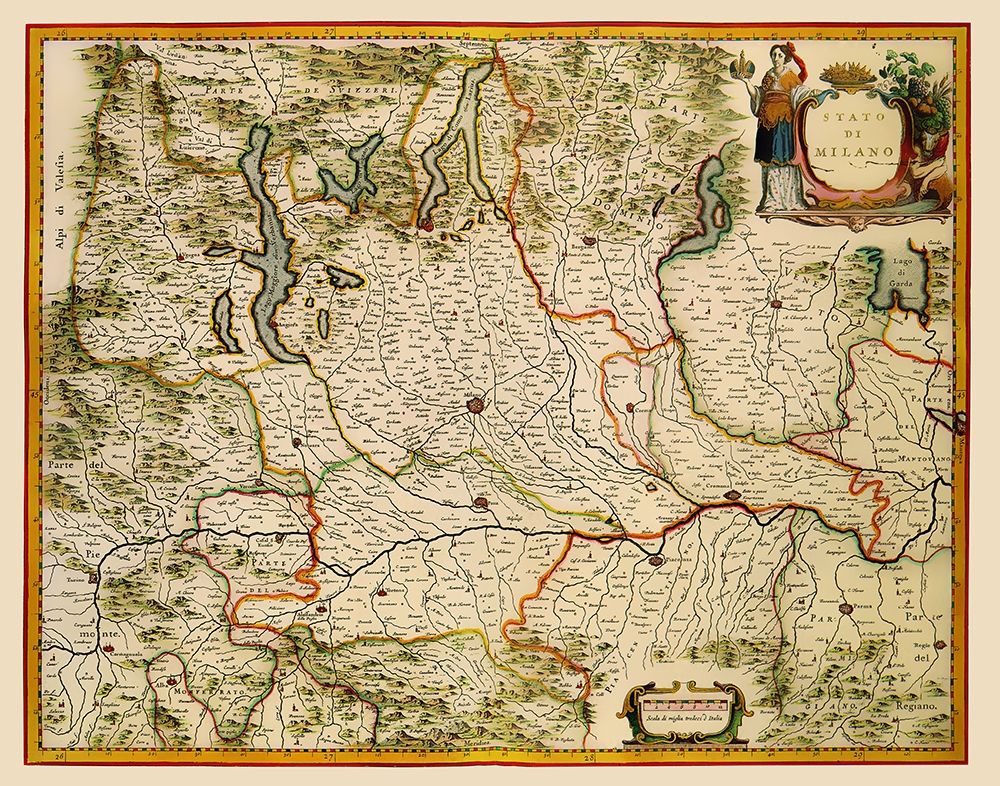 Milano Region Italy - Blaeu 1640 art print by Blaeu for $57.95 CAD