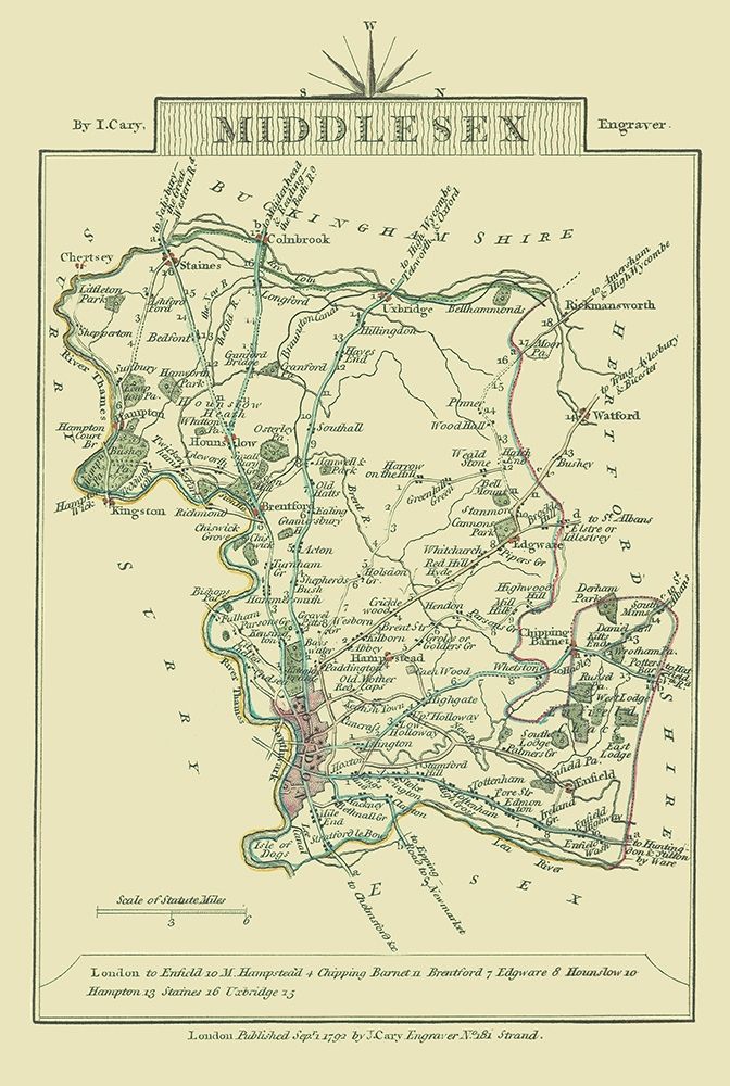 Middlesex County England - Cary 1792 art print by Cary for $57.95 CAD
