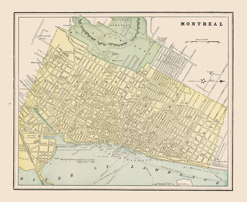 Montreal - Cram 1892 art print by Unknown for $57.95 CAD