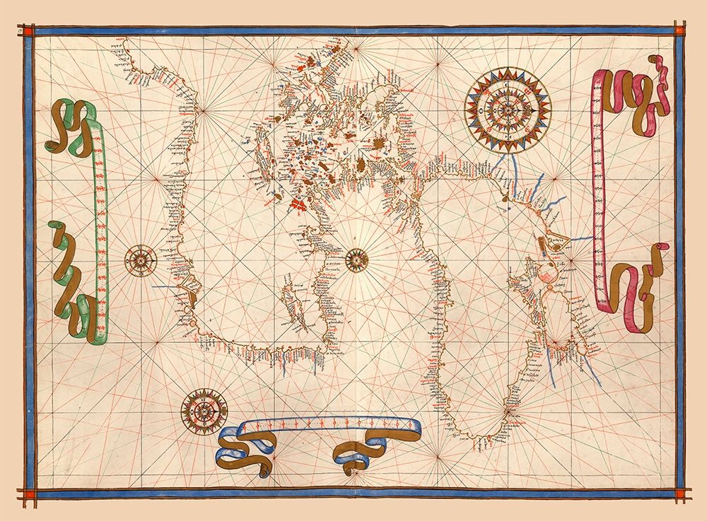 Turkey Greece Mediterranean Ports - Martines 1587 art print by Martines for $57.95 CAD