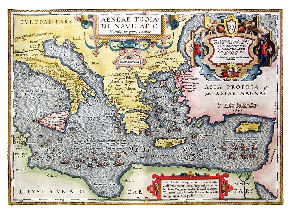 Mediterranean Sea - Ortelius 1594 art print by Ortelius for $57.95 CAD