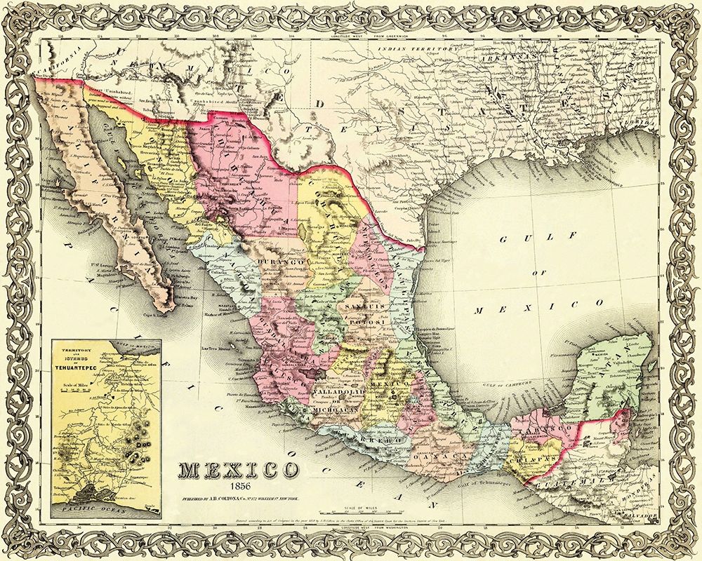 Mexico - Colton 1856 art print by Colton for $57.95 CAD
