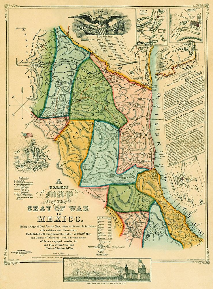 Seat of War Mexico - Disturnell 1847 art print by Disturnell for $57.95 CAD