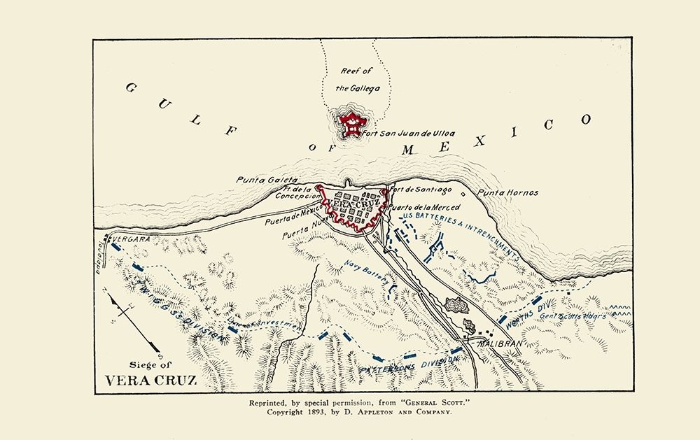 Vera Cruz Siege From Gen. Scott 1893 art print by Appleton for $57.95 CAD