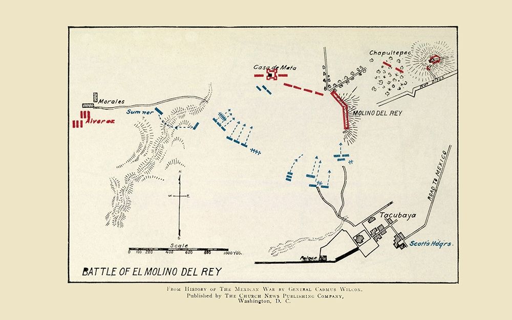 El Molino Del Rey Battle Map 1892 art print by Church News Publishing for $57.95 CAD