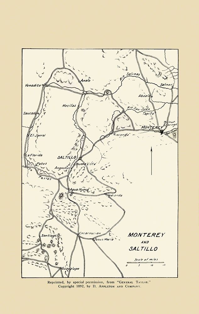 Monterey and Saltillo Map From Gen.Taylor 1892 art print by Appleton for $57.95 CAD