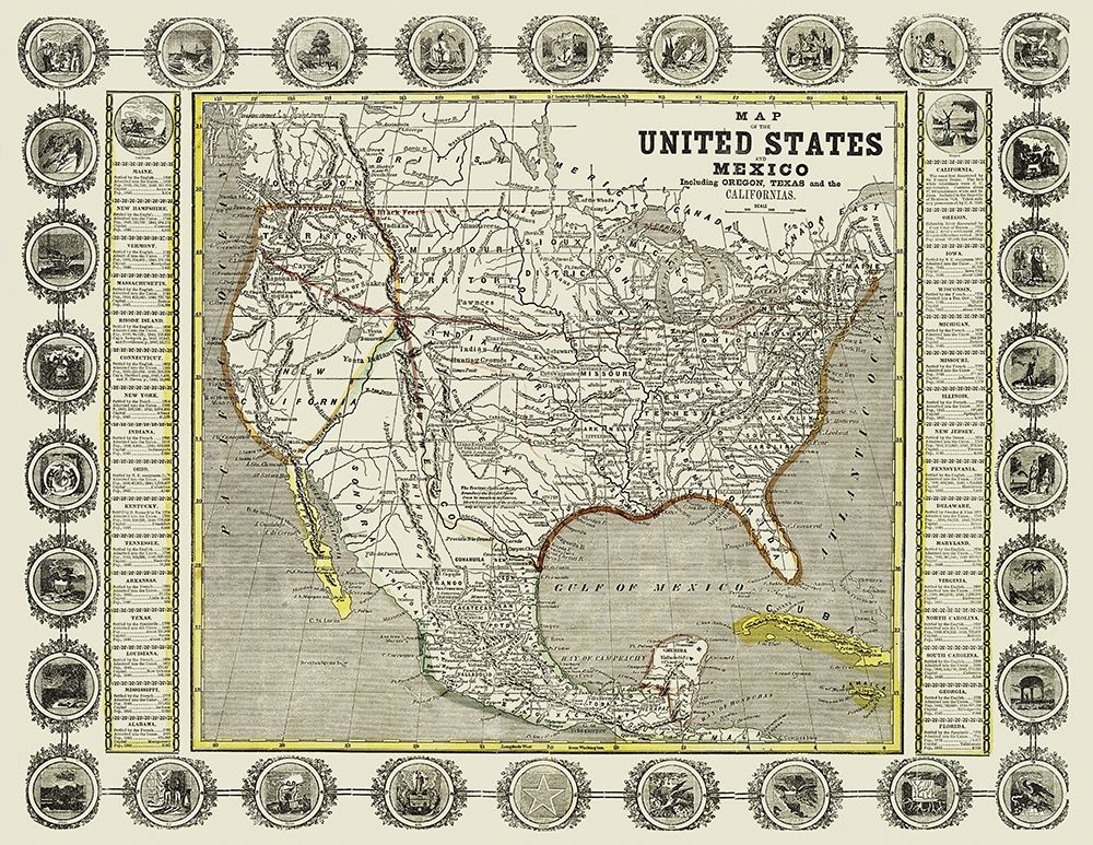 North America United States Mexico - Haven 1846 art print by Haven for $57.95 CAD