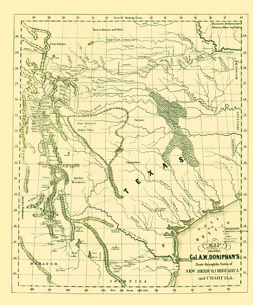 Route thru New Mexico Chihuahua Coahuila Mexico US art print by Doniphan for $57.95 CAD