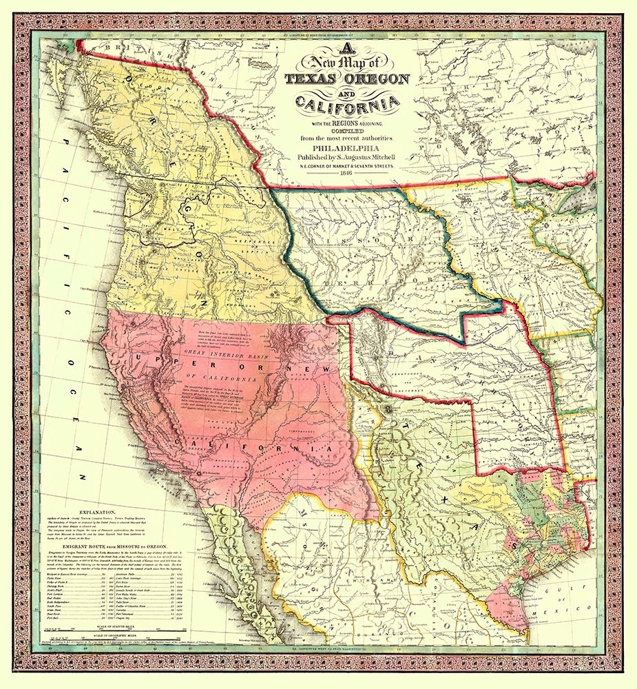 Texas Oregon California United States art print by Mitchell for $57.95 CAD