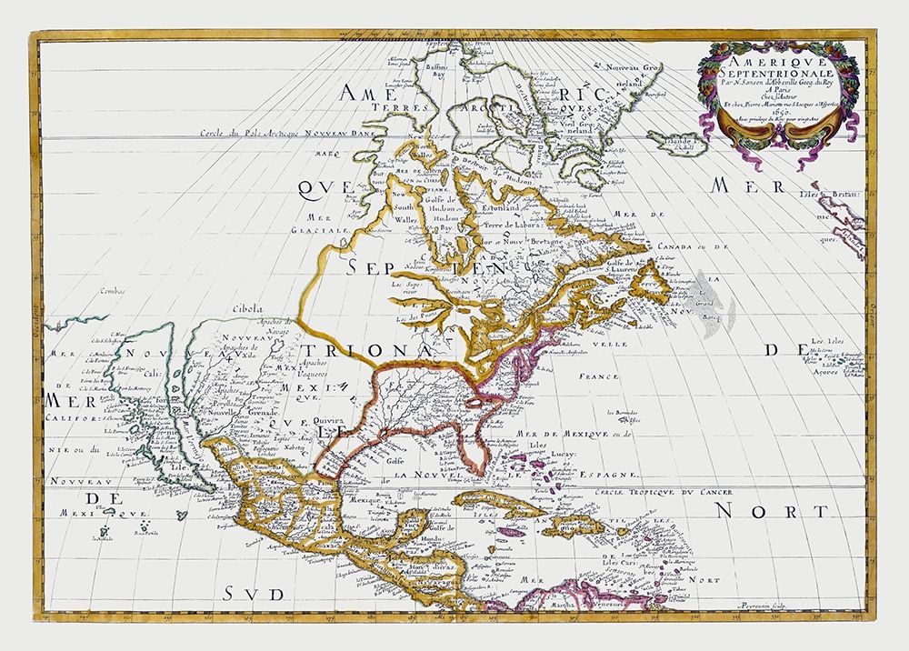 North America Mexico United States - Sanson 1650 art print by Sanson for $57.95 CAD