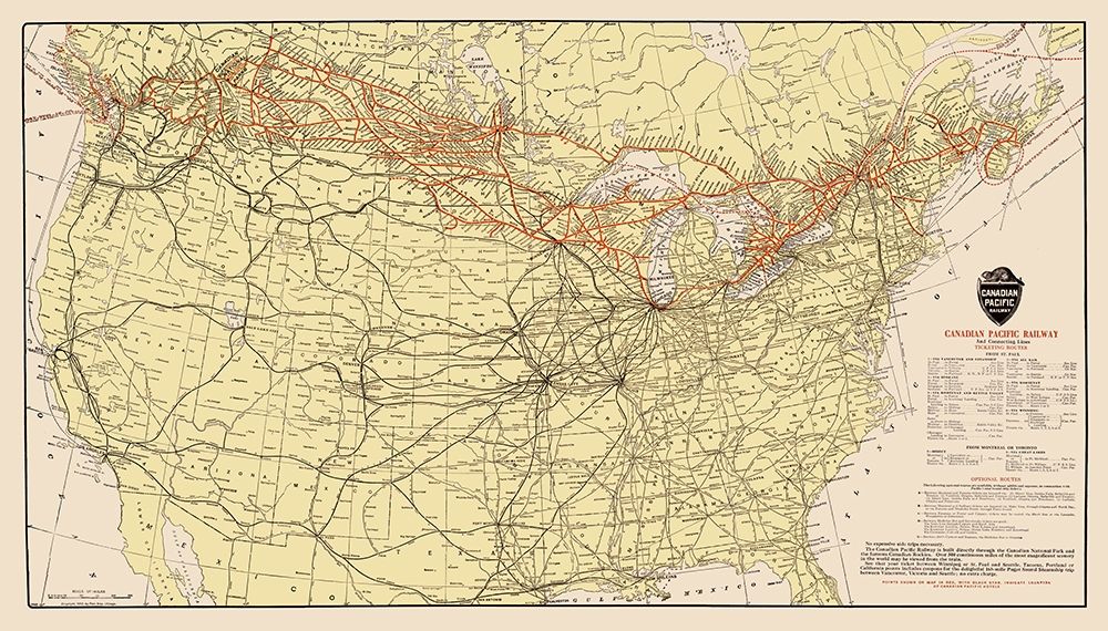 Canadian Pacific Railway with Connections 1912 art print by Poole for $57.95 CAD