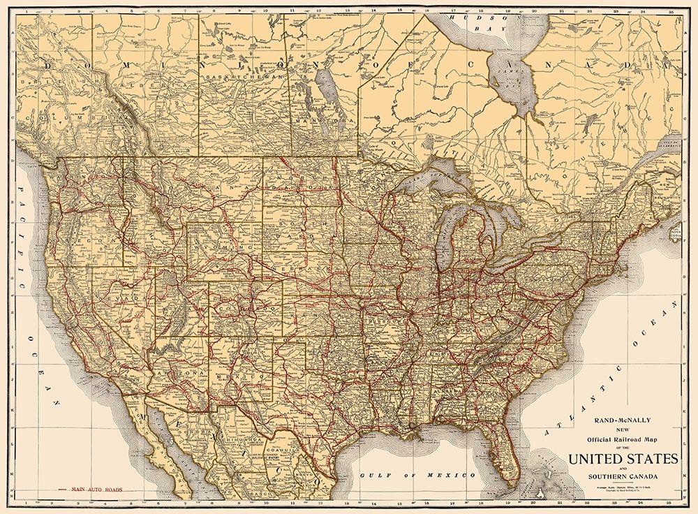 Railroad United States Southern Canada art print by Rand McNally for $57.95 CAD
