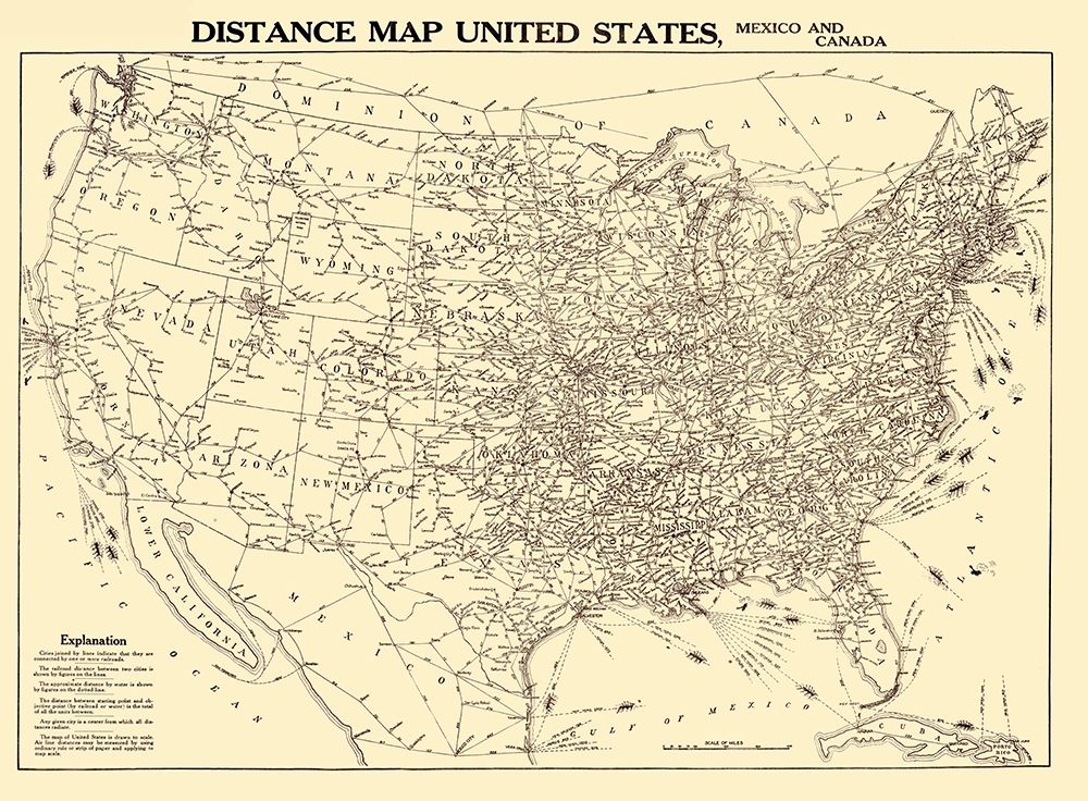 Distance United States Mexico Canada - Gallup 1919 art print by Gallup for $57.95 CAD
