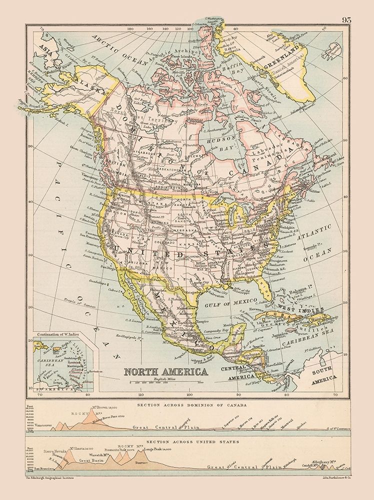 North America United States Mexico Canada art print by Bartholomew for $57.95 CAD