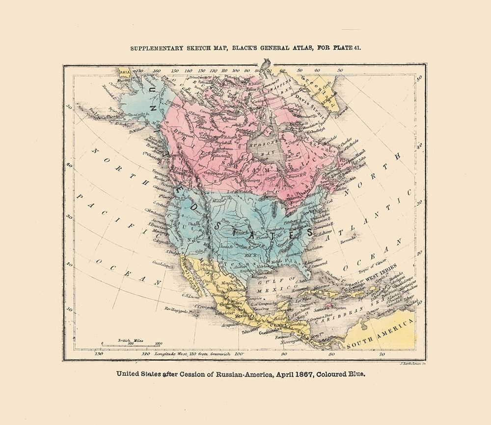 North America United States Mexico Canada art print by Black for $57.95 CAD