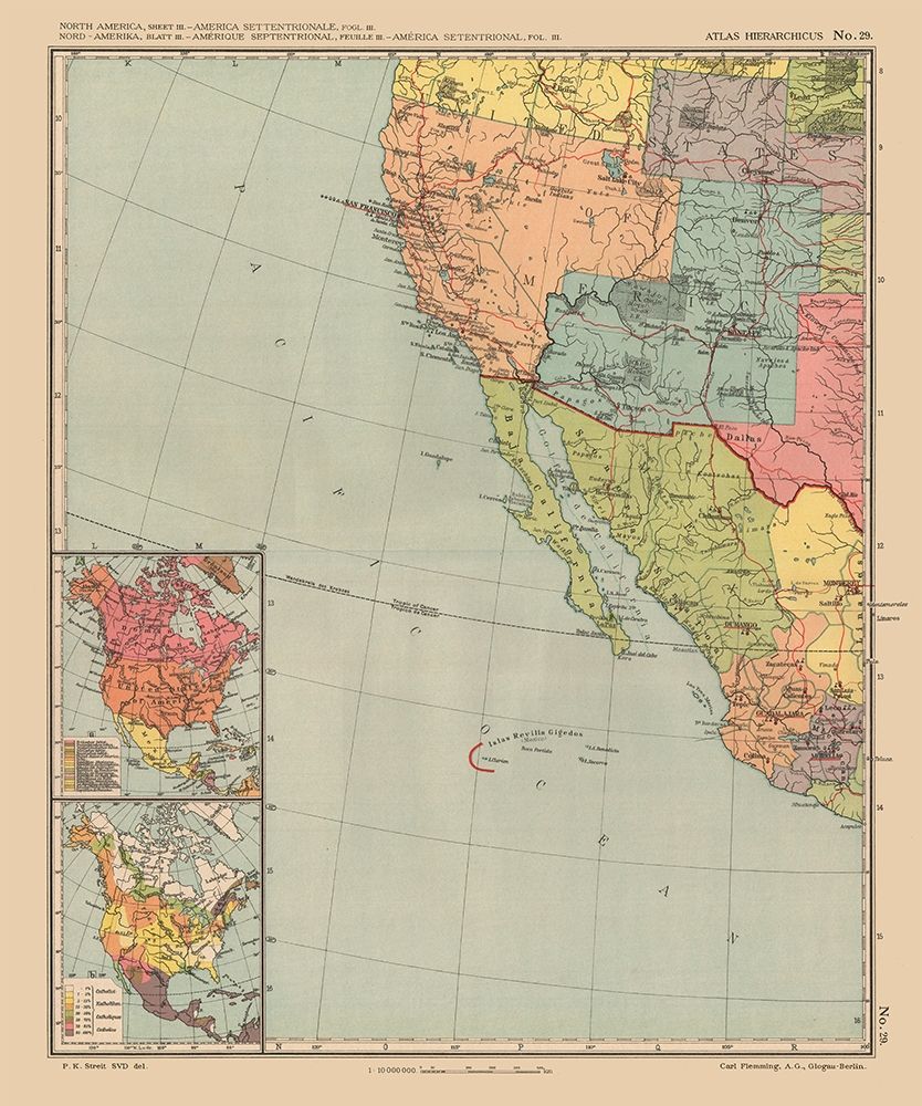 North America United States Mexico - Streit 1913 art print by Streit for $57.95 CAD