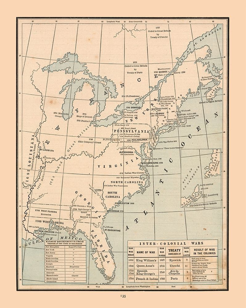 South Eastern North America Wars - Cram 1888 art print by Cram for $57.95 CAD