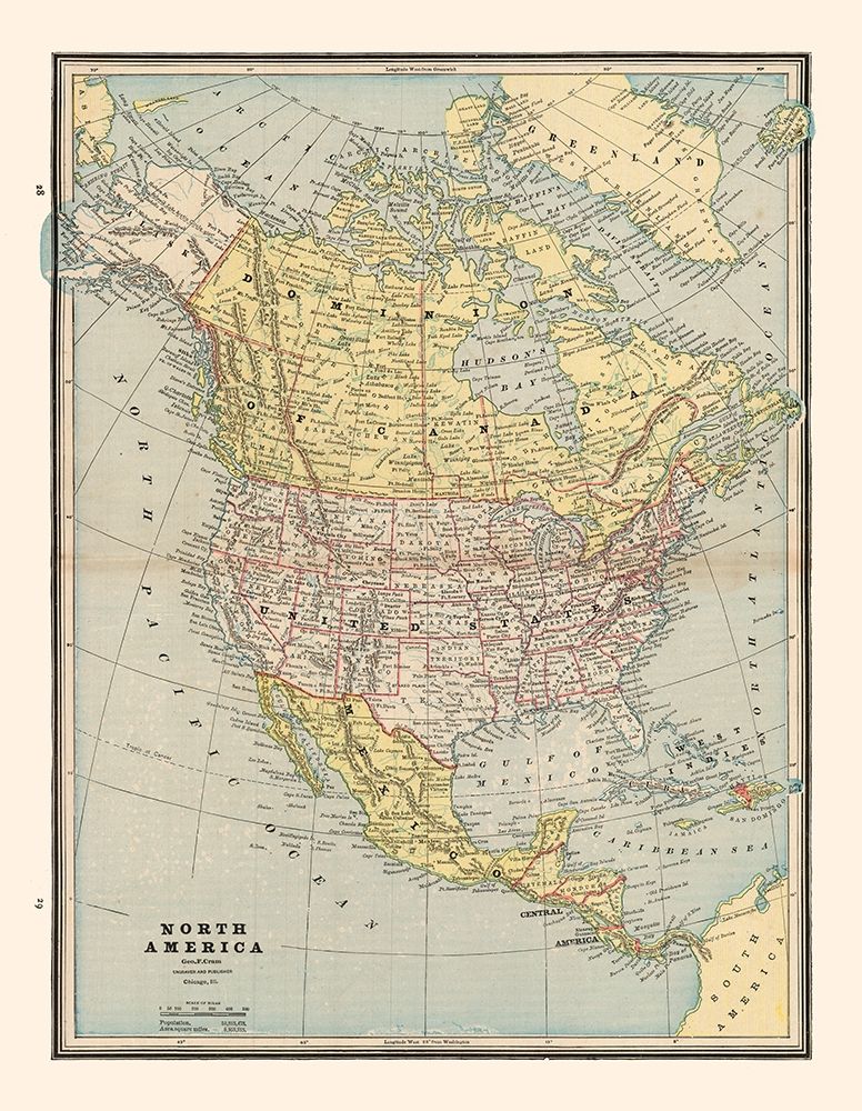 North America United States Mexico Canada art print by Cram for $57.95 CAD