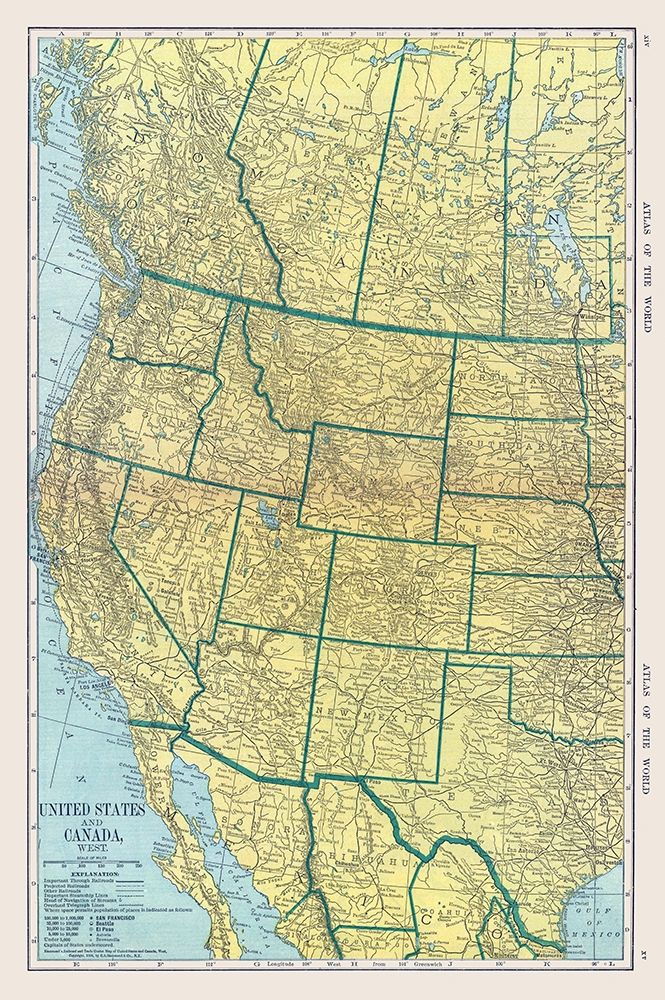 North America West United States Canada Mexico art print by Hammond for $57.95 CAD
