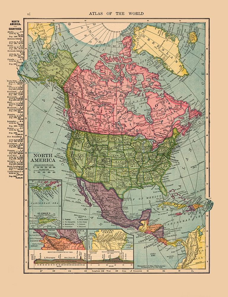 North America United States Mexico Canada art print by Hammond for $57.95 CAD