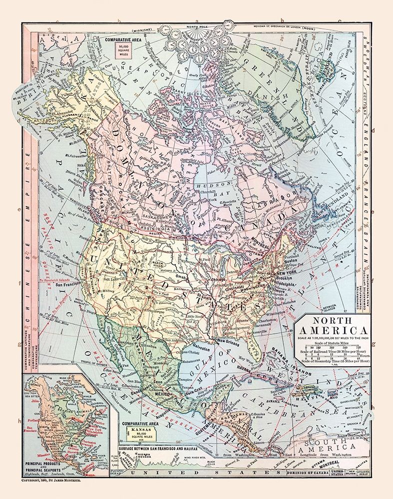 North America United States Mexico Canada art print by Monteith for $57.95 CAD
