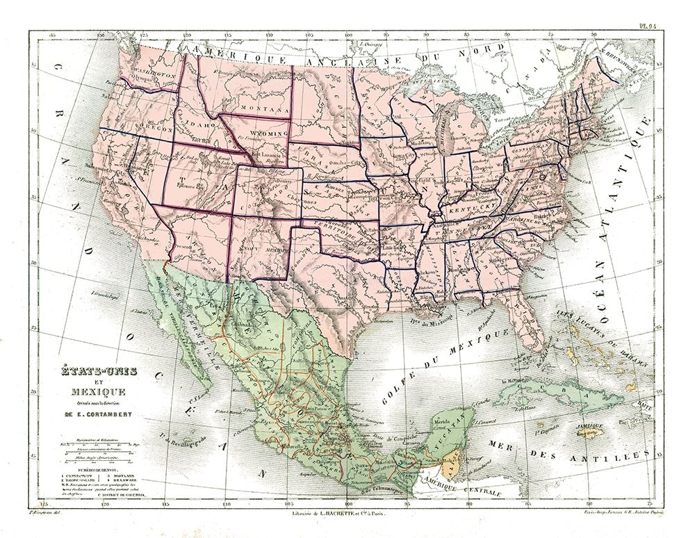 North America United States Mexico art print by Cortambert for $57.95 CAD