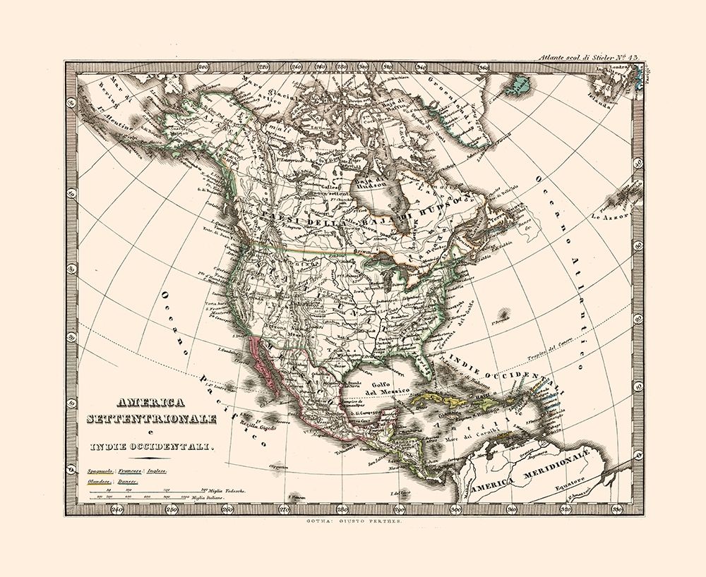 North America - Perthes 1870 art print by Perthes for $57.95 CAD