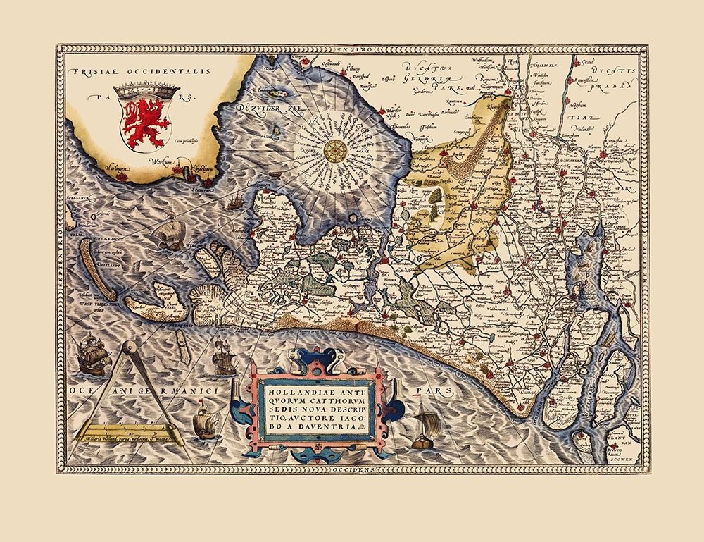 Holland Netherlands - Ortelius 1574 art print by Ortelius for $57.95 CAD
