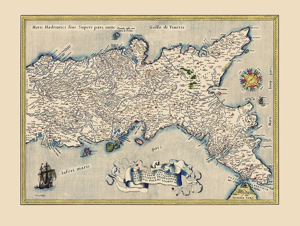Neopolitan Region Italy - Ortelius 1574 art print by Ortelius for $57.95 CAD
