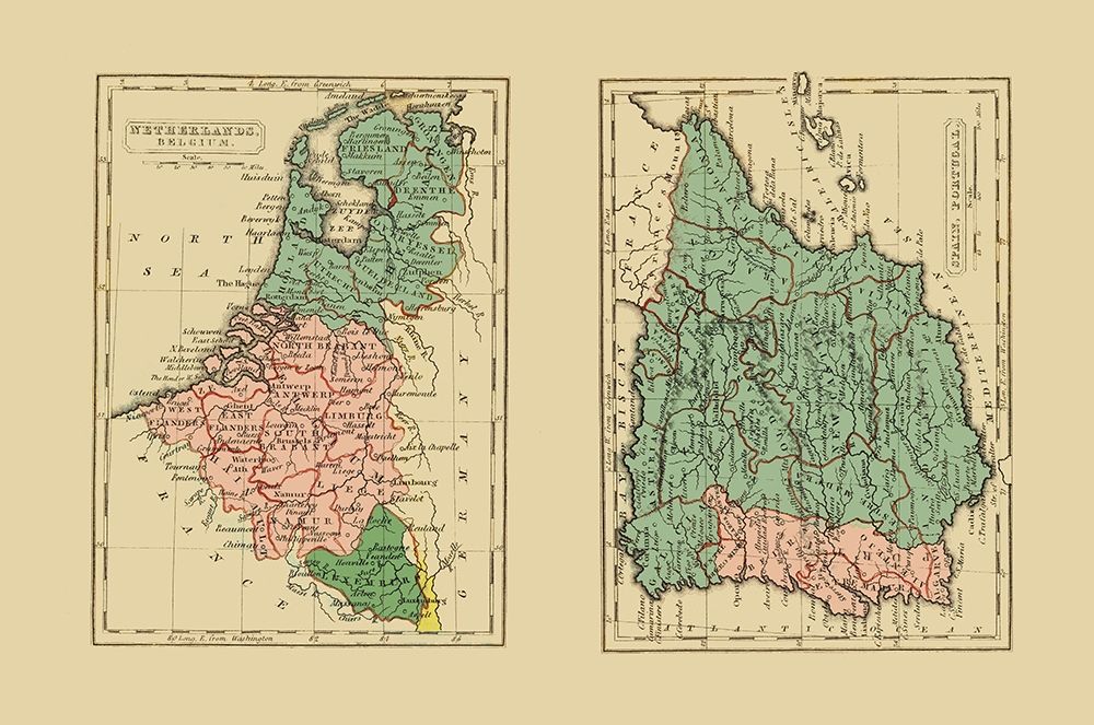 Europe Netherlands Belgium Spain Portugal art print by Gray for $57.95 CAD