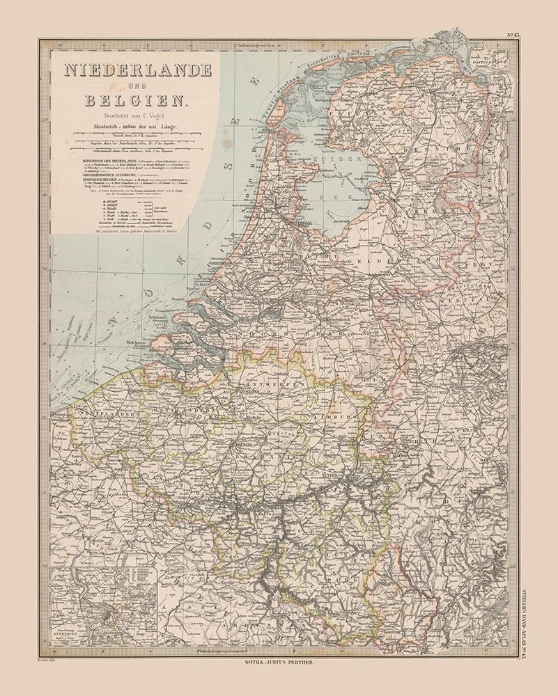 Europe Netherlands Belgium - Stieler 1885 art print by Stieler for $57.95 CAD