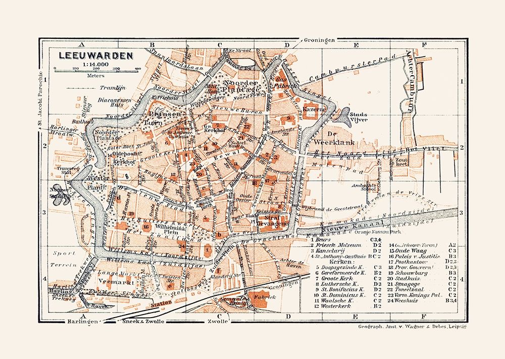 Europe Leeuwarden Netherlands - Baedeker 1910 art print by Baedeker for $57.95 CAD