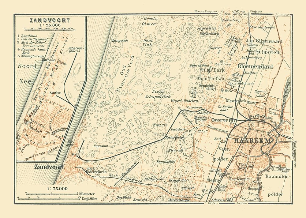 Europe Zandvoort Haarlem Netherlands art print by Baedeker for $57.95 CAD