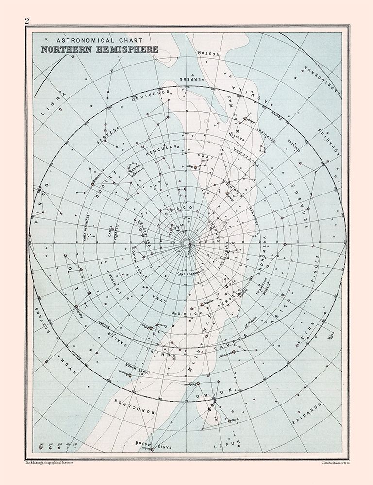 Chart Northern Hemisphere - Bartholomew 1892 art print by Bartholomew for $57.95 CAD