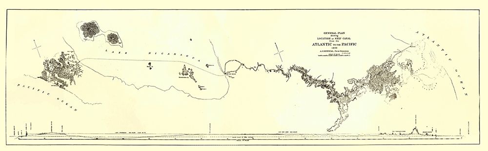 Central America Nicaragua Canal Atlantic Pacific art print by Menocal for $57.95 CAD