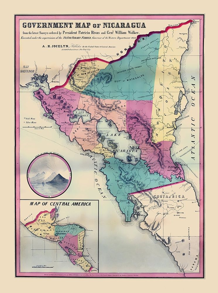 Central America Nicaragua - Jocelyn 1856 art print by Jocelyn for $57.95 CAD