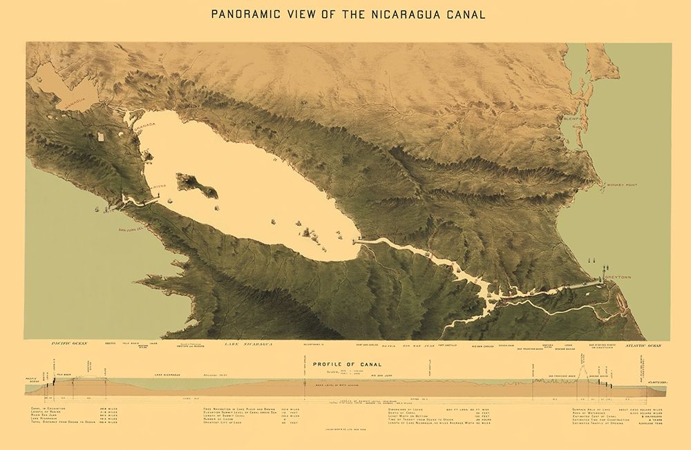 Central America Nicaragua Canal Panoramic art print by Bien for $57.95 CAD
