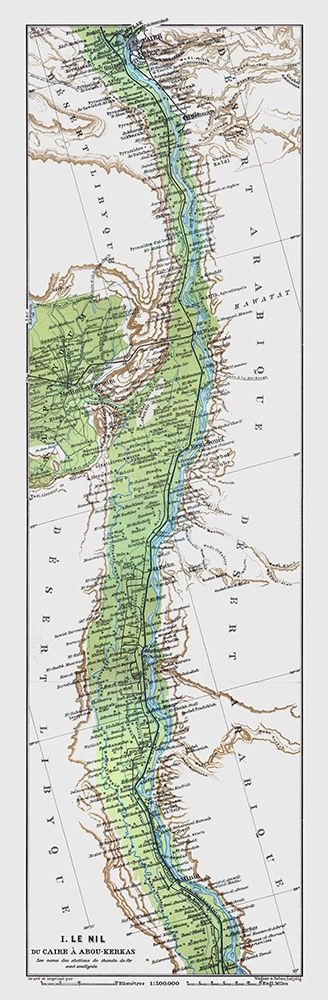 Nile Cairo to Abu Qurqas Egypt - Baedeker 1913 art print by Baedeker for $57.95 CAD