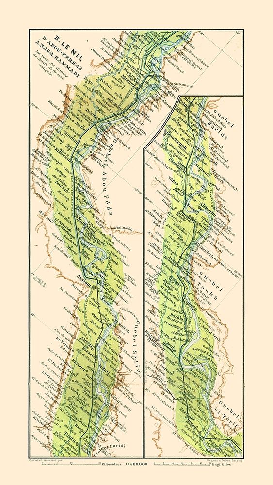 Nile Abu Qurqas Nagaa Hammadi Egypt - Baedeker art print by Baedeker for $57.95 CAD