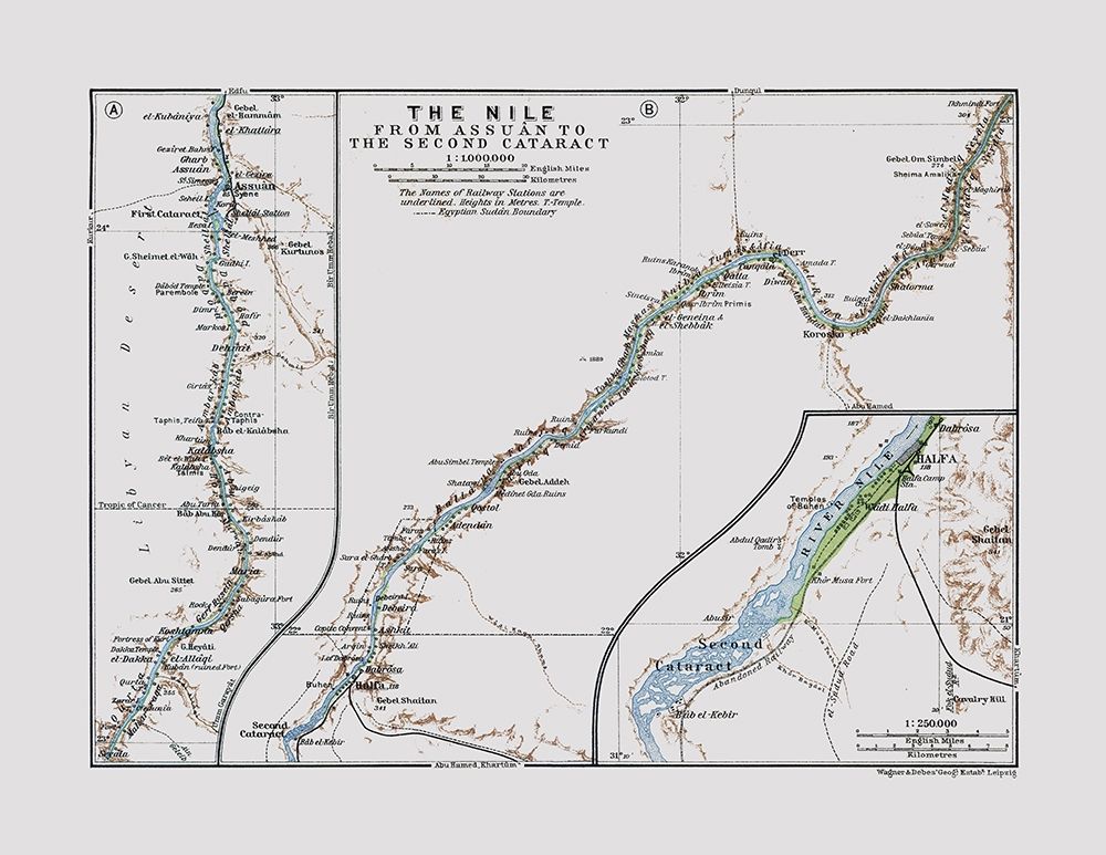 Nile Aswan Second Cataract Egypt - Baedeker 1913 art print by Baedeker for $57.95 CAD