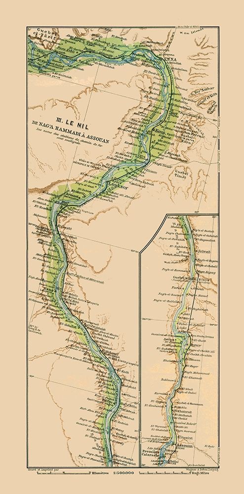 Nile Nagaa Hammadi Aswan Egypt - Baedeker 1913 art print by Baedeker for $57.95 CAD