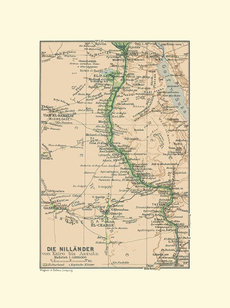 Nile Cairo to Aswan Egypt - Baedeker 1913 art print by Baedeker for $57.95 CAD
