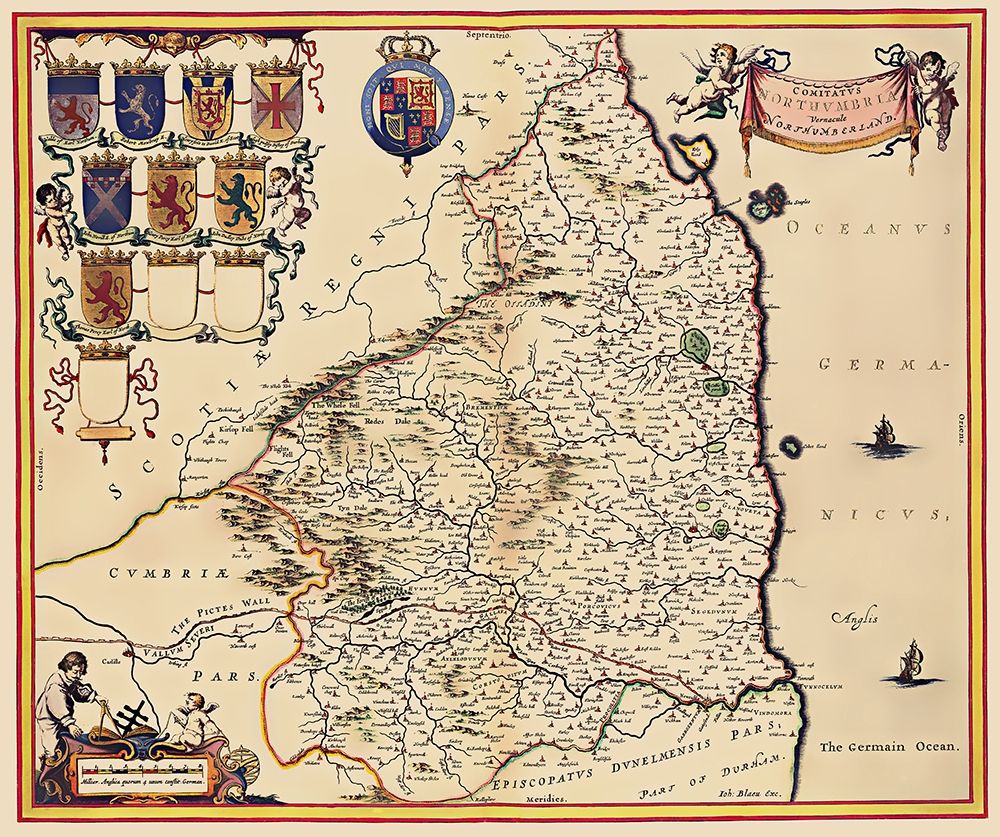 Northumberland County England - Blaeu 1645 art print by Blaeu for $57.95 CAD